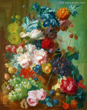 水果鲜花欧式复古艺术装饰油画