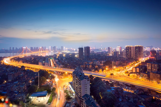 鹦鹉洲长江大桥夜景