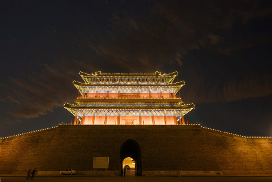 北京正阳门前门夜景