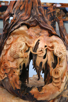 木雕 金蟾 雕塑