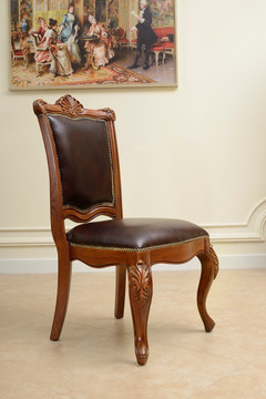 皮椅 餐椅 美式实木家具