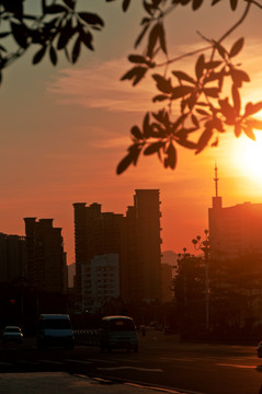 城市黄昏美景