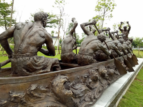 广州水博苑 赛龙舟铜雕