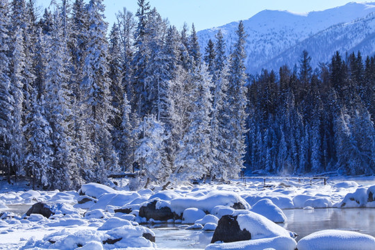 喀纳斯阿勒泰山区禾木雪景