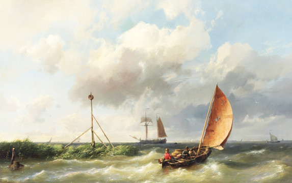 大海帆船冒险探险风景油画