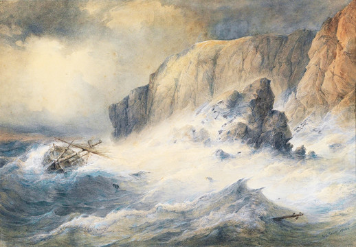 大海巨浪风景油画