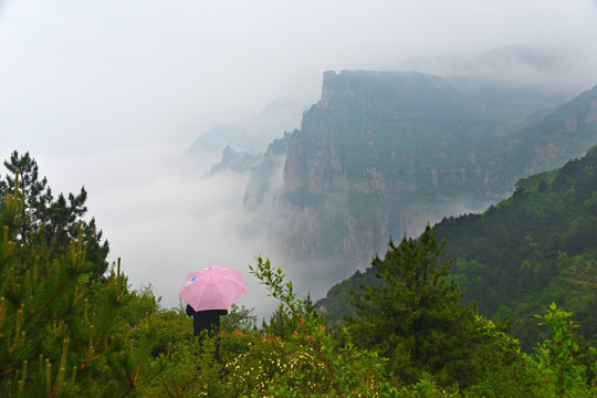 雨中观赏太行云雾美景