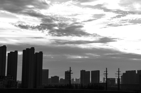 城市风云 黑白照片