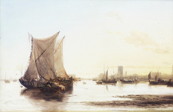 大海帆船风景油画