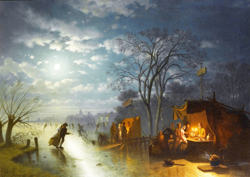 黄昏的人民欧式复古风景油画