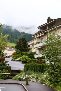 瑞士 阿尔卑斯山 欧式民居