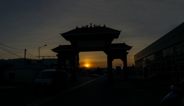 夕阳古典建筑