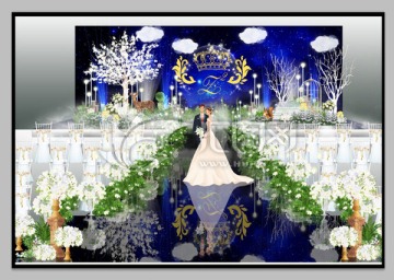蓝色婚礼主舞台效果图