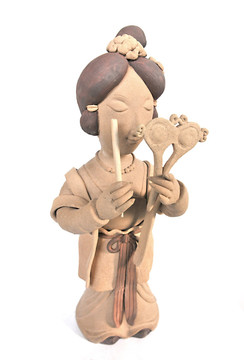 古代仕女 人物雕塑 打乐器