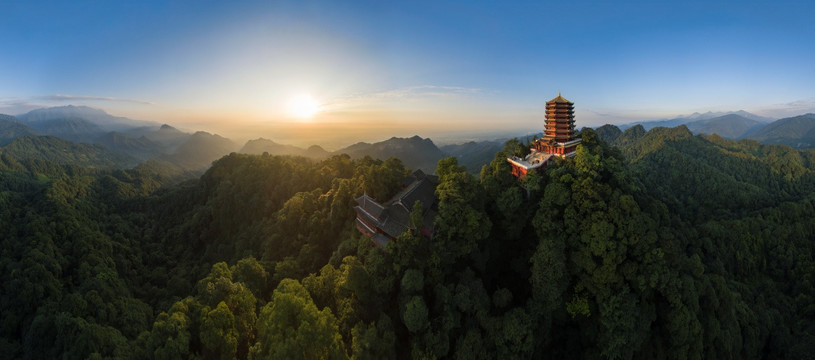 四川青城山日出全景图 360度