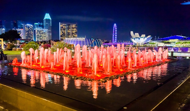 新加坡夜景 喷水池