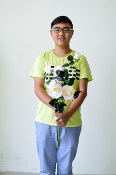 男孩 玫瑰花 人像摄影