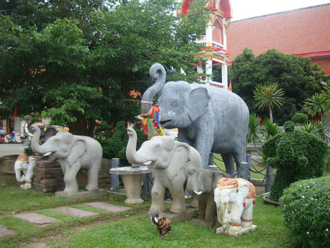 泰国寺庙石刻大象
