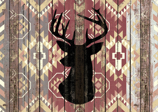 北欧风格 麋鹿装饰画 分层文件