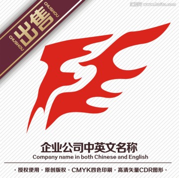 F翅膀火logo标志