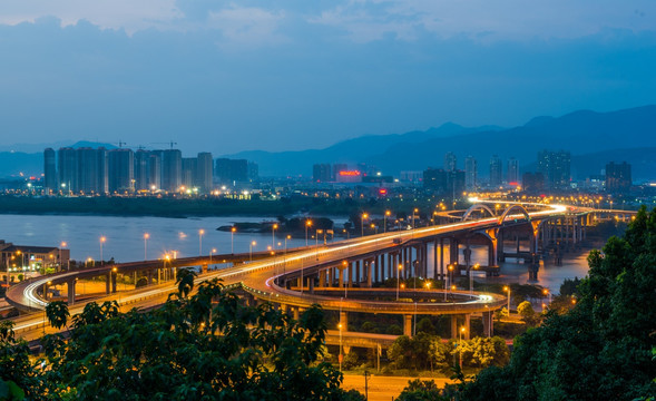 桥梁夜景 瓯江三桥