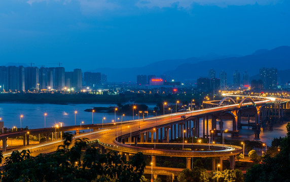 桥梁夜景 瓯江三桥