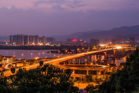 桥梁夜景 瓯江三桥