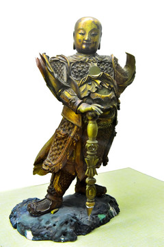 清代韦陀木雕像