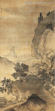 山水风景画屏条 日本大师作品