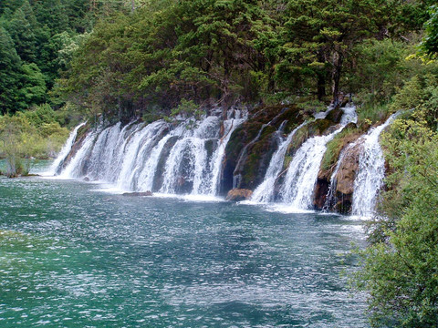 九寨沟树正梯瀑风光摄影