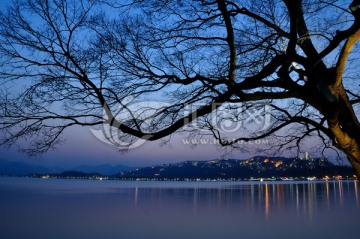 杭州西湖夜景风光