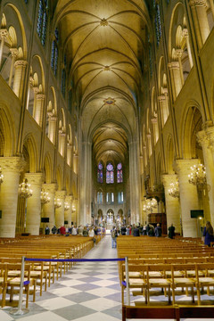巴黎圣母院 大教堂 内景 大厅
