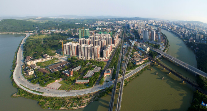 部关市贞江桥京广铁路跨江山城