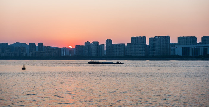 钱塘江黄昏 夕阳