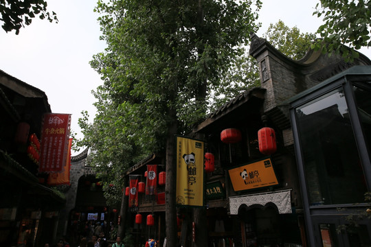 成都锦里 步行街旗帜 熊猫邮局