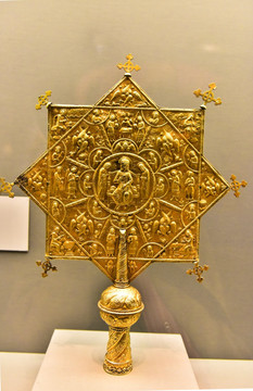 罗马尼亚鎏金银礼仪扇