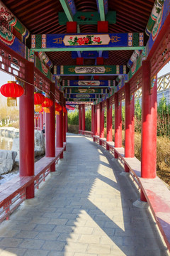 中式长廊长亭