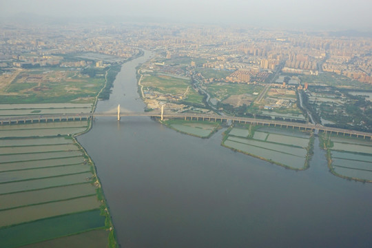 深圳宝安地区 东宝河沿岸航拍