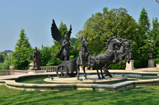 欧式景观雕塑 马拉车铜雕