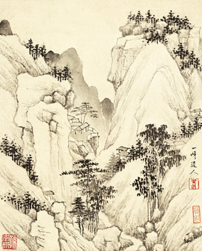 山水风景国画 清代 查士标