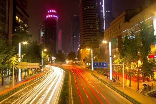 成都春熙路总府路夜景