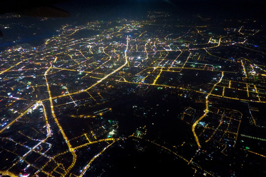 航拍杭州夜景