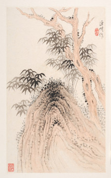 山水水墨画 清代 杜湘