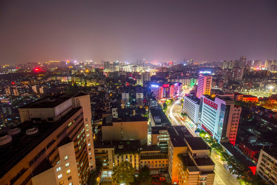 广东省佛山市佛山鸟瞰图夜景