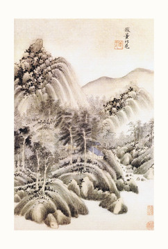 山水风景国画 原画扫描稿