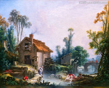 欧式古典风景人物油画
