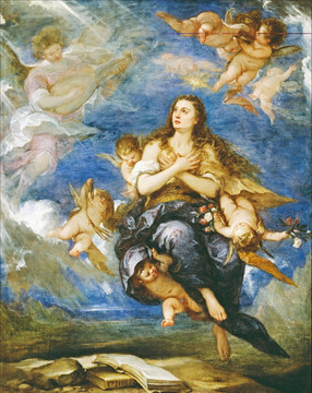 圣母耶稣天使人物油画