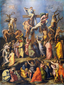 耶稣十字架受难人物油画