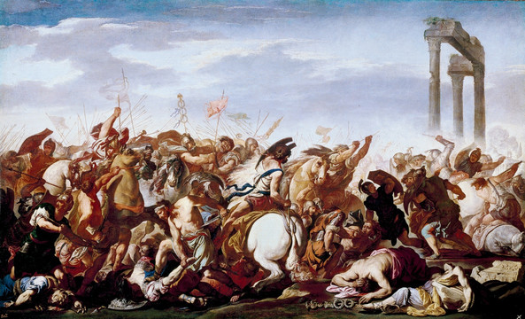 古代战场战争场景油画