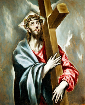 耶稣十字架人物油画